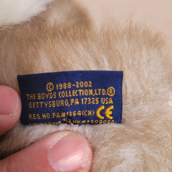 The Boyds Collection 12" Brown & Cream Fully Jointed Bunny Rabbit Blue Bow - Picture 7 of 11